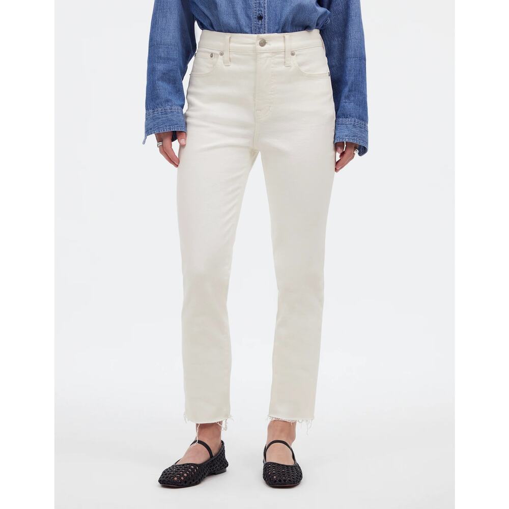 NWT Madewell The Perfect Vintage Jeans Tapered Leg Tile White Women's Size 24